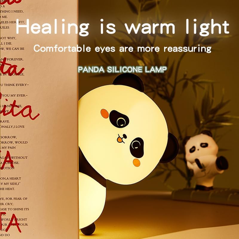 Cute Panda Night Light, with Two Actions: Sitting and Lying, Suitable for Desktop and Bedside Decoration, Rechargeable, dimmable, Touch Control, a Unique Gift for Family Members on Birthdays