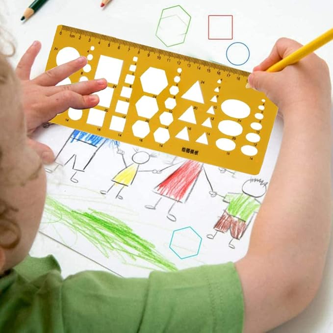 Utoolmart Plastic Drawing Templates Yellow Measuring Rulers Geometric Templates