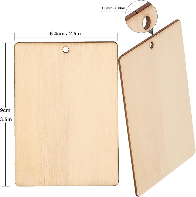 200 PCS Unfinished Wood Pieces – 2.5 x 3.5 inches Rustic Rectangular Wooden