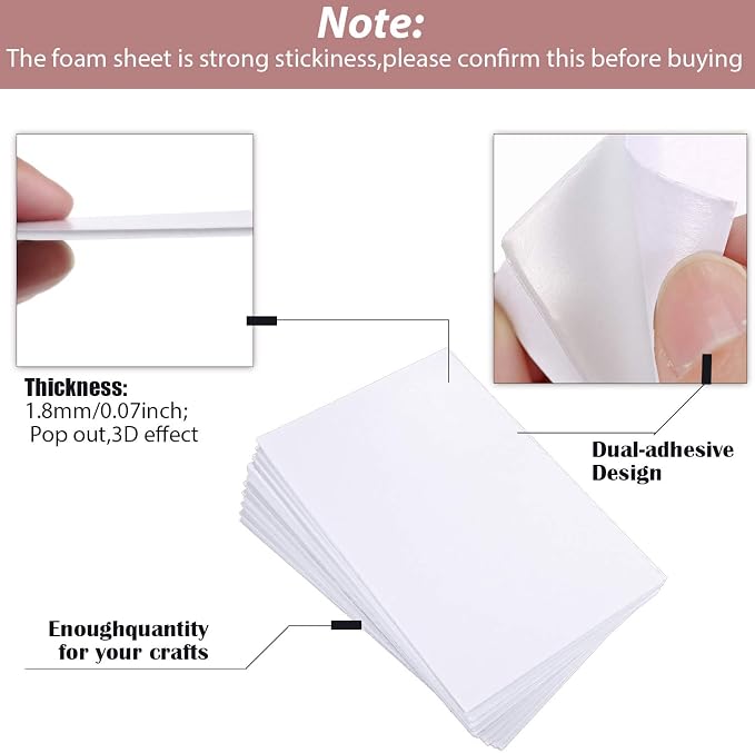 24 Pcs Foam Sheet Double Sided Sticky Dual-Adhesive 3D Foam Adhesive Mount Sheet