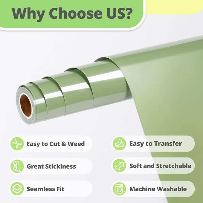 HTVRONT Khaki Green HTV Vinyl Roll