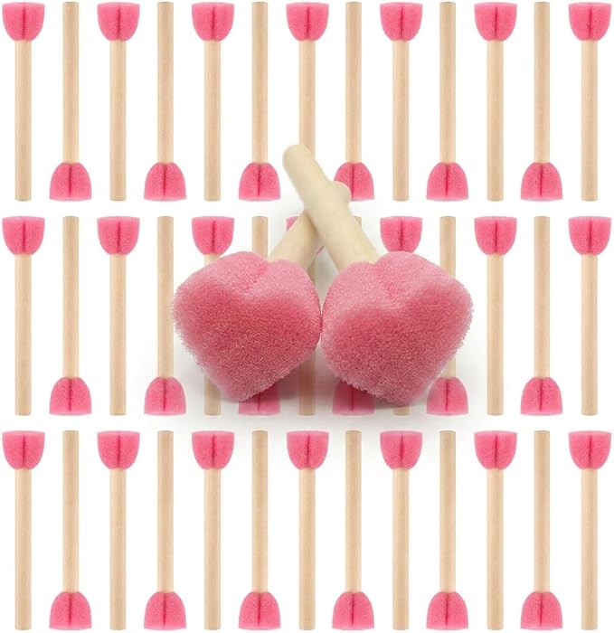 Heart-Shaped Sponge Paint Brush Set