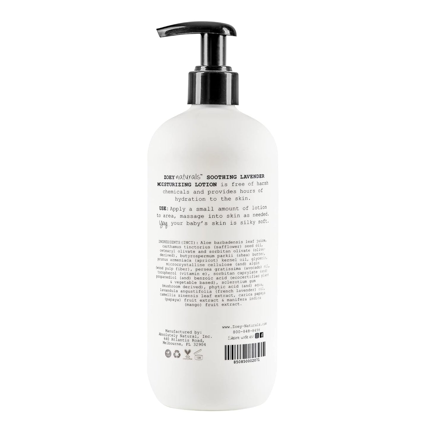 Zoey Naturals Lavender Moisturizing Lotion for Babies – Hypoallergenic, Gentle & Natural for Kids with Sensitive and Dry Skin – Aloe, Avocado & Shea – Made in USA – 17 fl oz