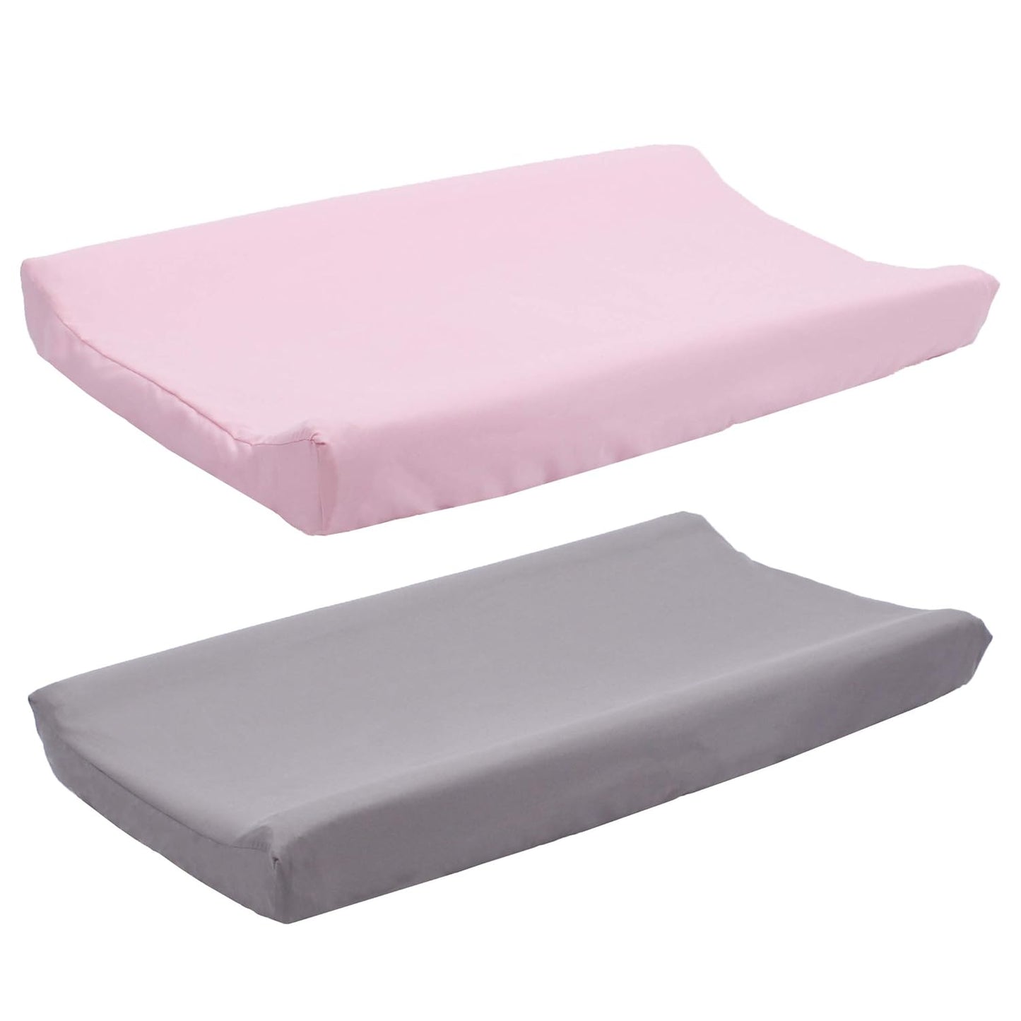 Belsden 2 Pack Microfiber Soft Changing Pad Cover Set, with 2 Considerate Safety Belt Holes, Durable Diaper Change Table Sheet Set for Baby Boys Girls, 16''x32''x8'', Pink & Grey Colors