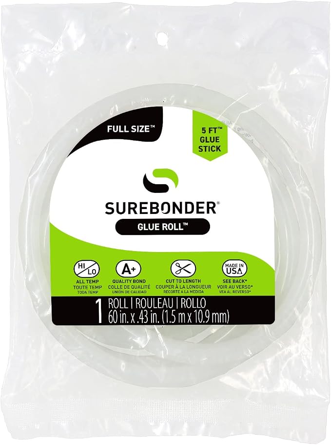 Surebonder Full-Size Hot Glue Stick Roll, 5 Ft Length, 0.43 Inch Diameter