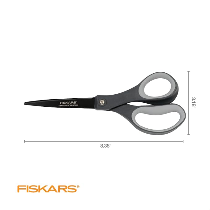 Fiskars 8" Non-Stick Titanium SoftGrip All Purpose Scissors