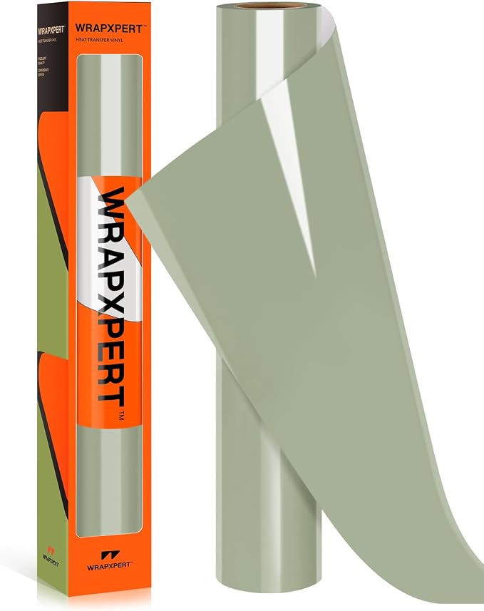 WRAPXPERT Green Heat Transfer Vinyl Sage Gree HTV 12" x5ft Khaki Green Iron on