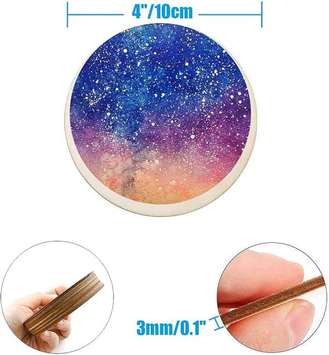 25 Pcs 4 Inch Wood Circles, Unfinished Wood Circles Round Disc Cutouts