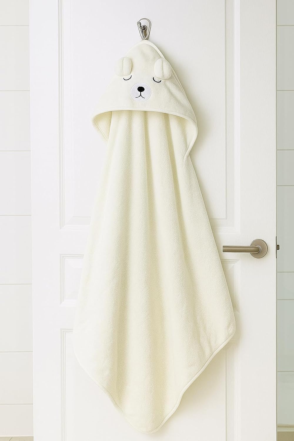 Hooded Baby Bath Towel for Boys & Girls – Soft & Absorbent White Animal Design | Plush Newborn & Toddler Bath Wrap