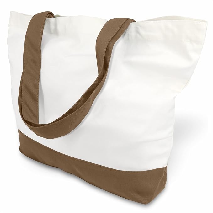 TOPDesign 3-Pack Super Strong Large 12oz Cotton Canvas Tote Bags, Reusable