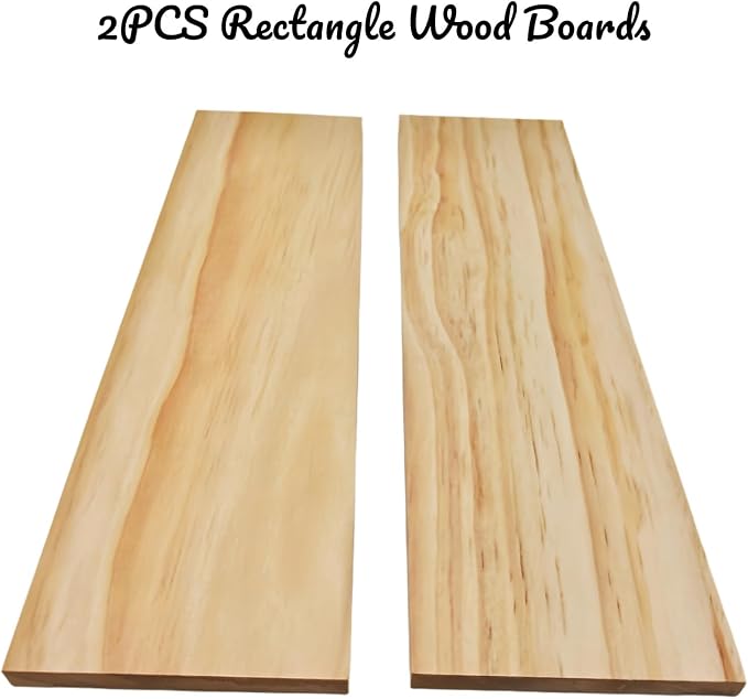 2PCS Rectangle Wood Boards Unfinished Wood Blocks