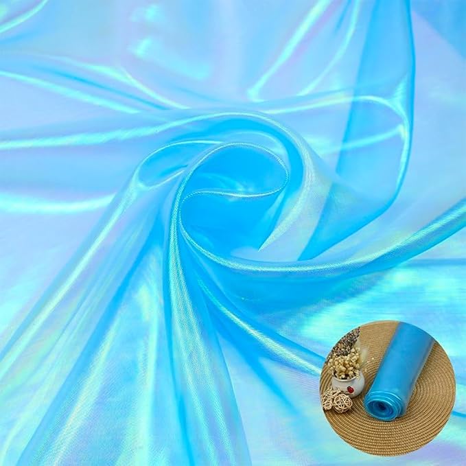Sky Blue Iridescent Organza Fabric