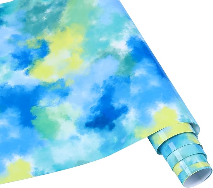 HTVSTD Blue Tie Dye HTV Heat Transfer Vinyl 12×8ft Iron on Vinyl | Vivid Color