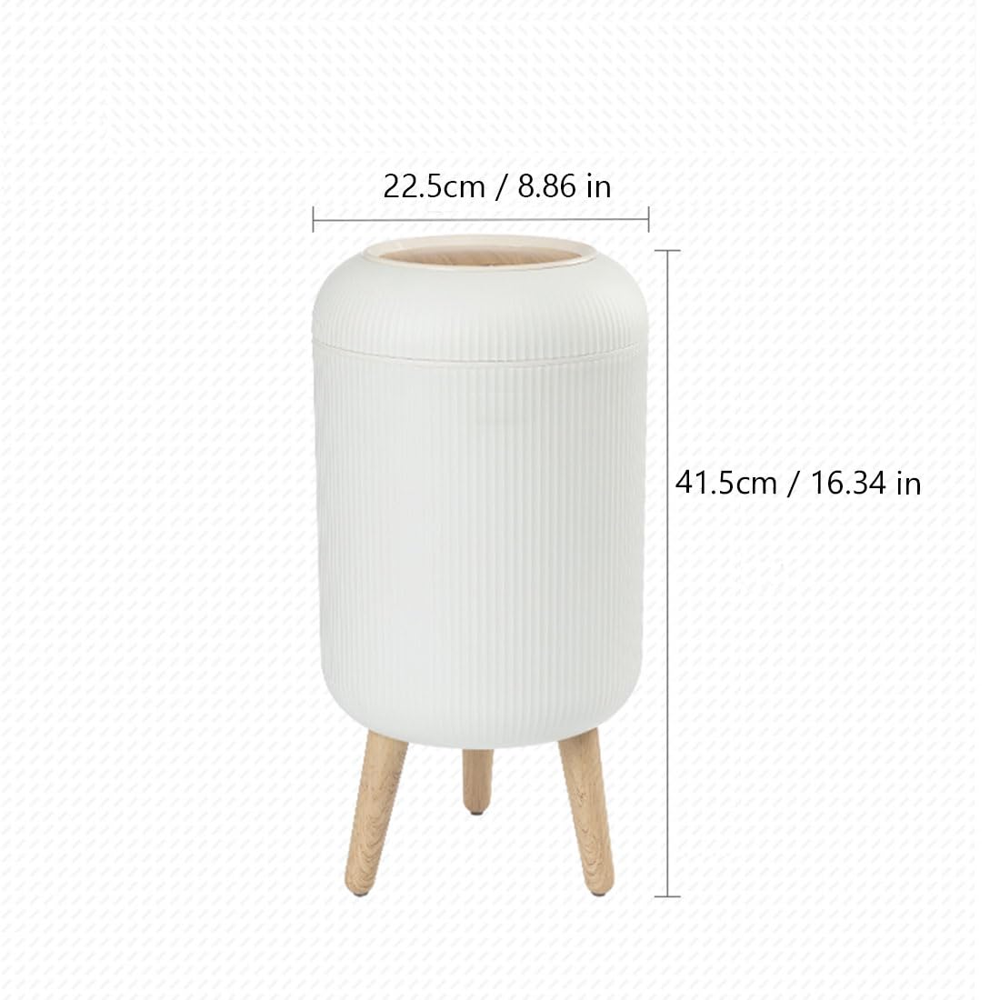 URALFA Bathroom Trash Can with Lid, 3 Gallon / 11L Garbage Can with Pop-Up Lid, Small Dog Proof Trash Cans, Plastic Waste Basket with Removable Legs for Bathroom, Bedroom, Kitchen, Office, White