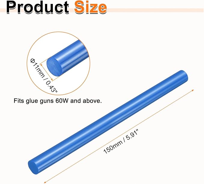 HARFINGTON 10pcs Hot Glue Sticks 0.43" Dia x 5.91" Long EVA Mini Hot Melt
