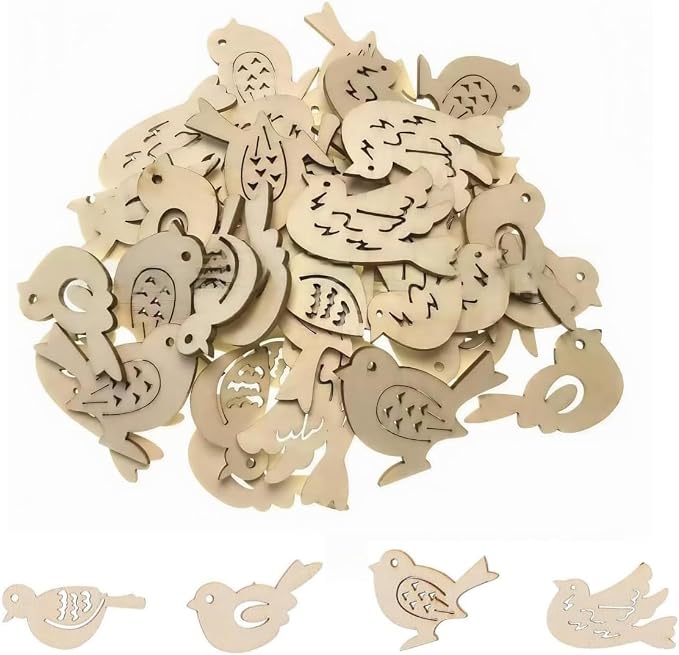 50Pcs Holiday Crafting Supplies and DIY Handmade Ornaments, Natural Unfinished