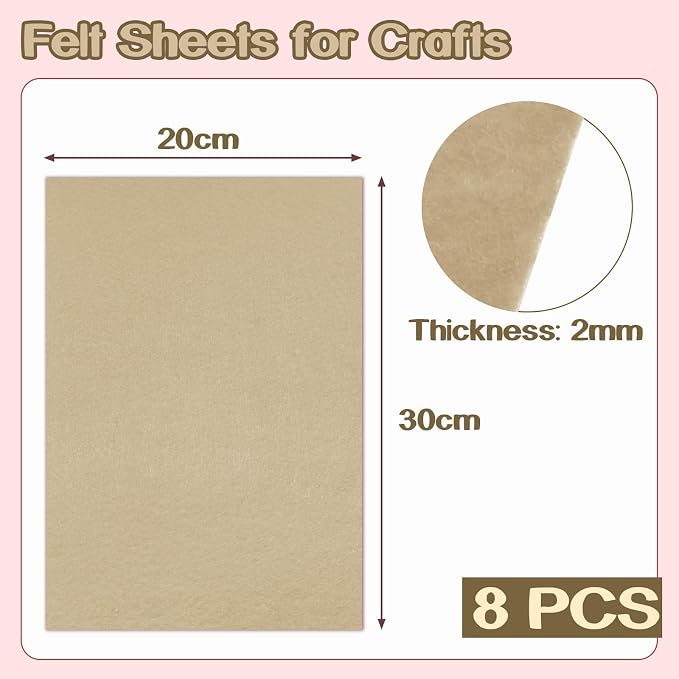 Luomorgo 8 Pcs Stiff Felt, 8 x 12 Inch, 2mm Thick,