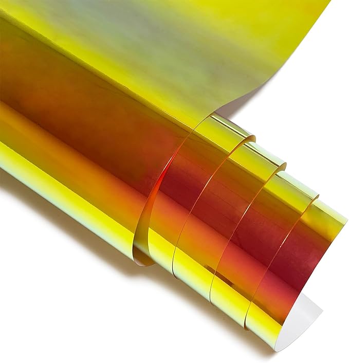 Holographic Heat Transfer Vinyl Roll 12 Inch x 6 FT, Metallic Sheen Iron On