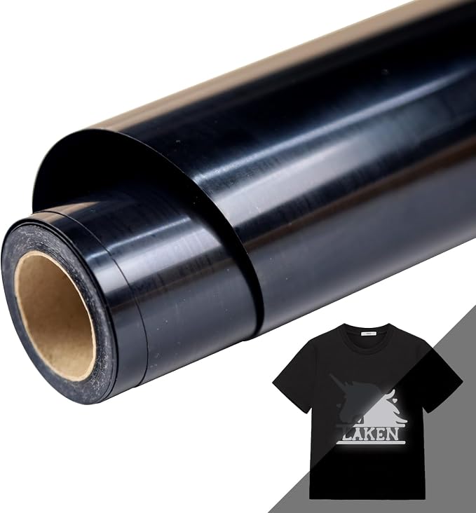 TUMIYA Heat Transfer Vinyl Reflective Black HTV Roll, Reflective HTV Vinyl