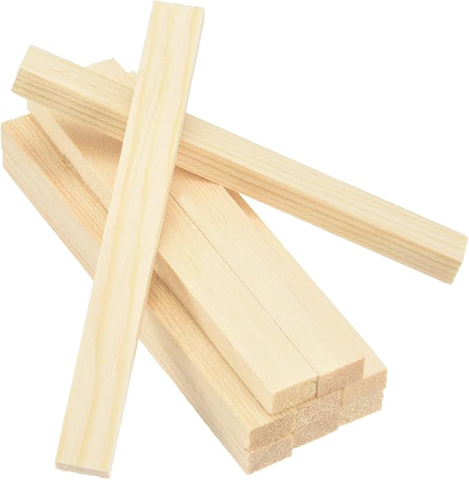 MECCANIXITY 10Pcs Wood Strips Slats, 9/32" x 3/8" x 4" Thin Wood Sticks Flat