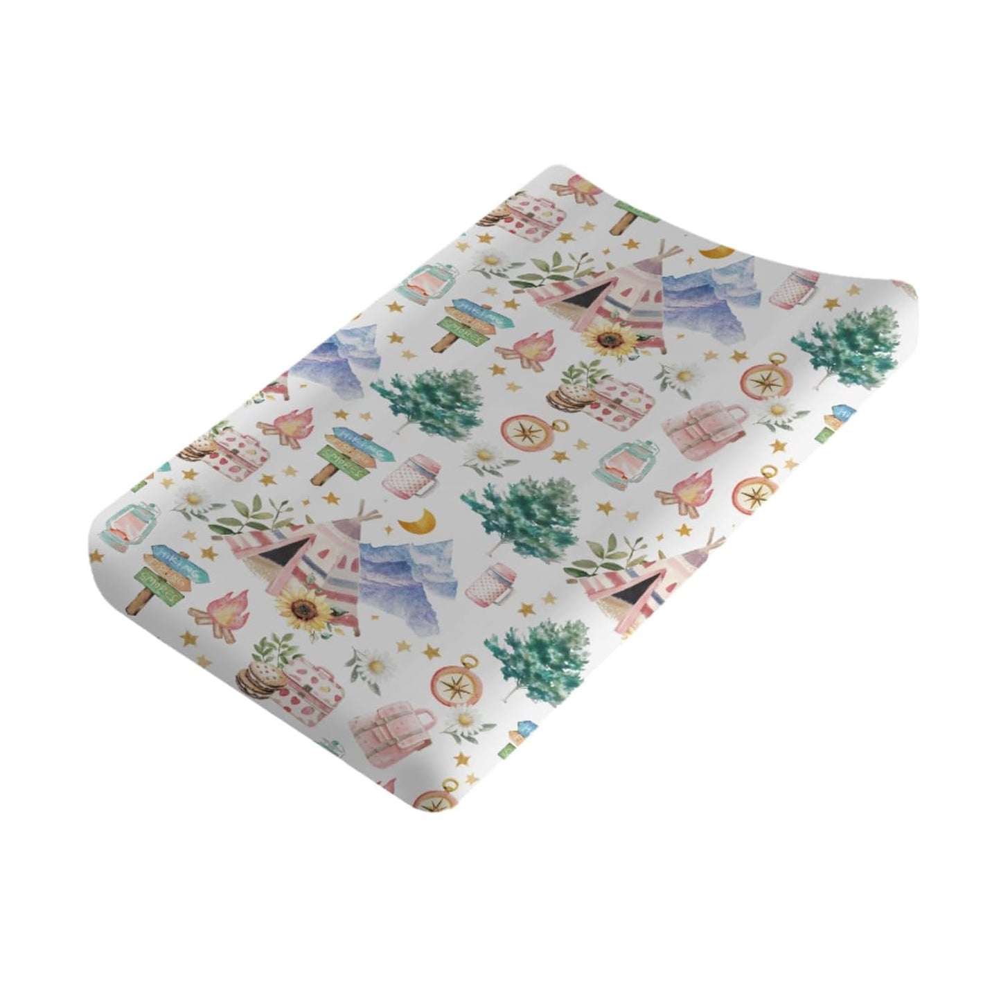 Outdoor Camping Baby Changing Pad Covers for Boy Girl 32''x16'' Summer Campsite Fitted Diaper Change Table Sheets Love Camp Camping Adventure Soft Nursery Baby Changing Pad Table Mats