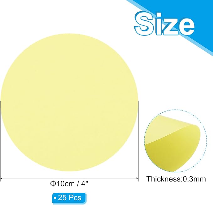 PATIKIL 4inch Circle Card Stock, Light Yellow