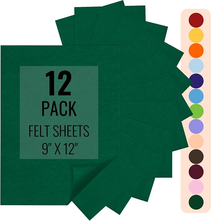 IONTACH 9" X 12" Felt Fabric Sheets 1.6mm Thick | Soft Felt