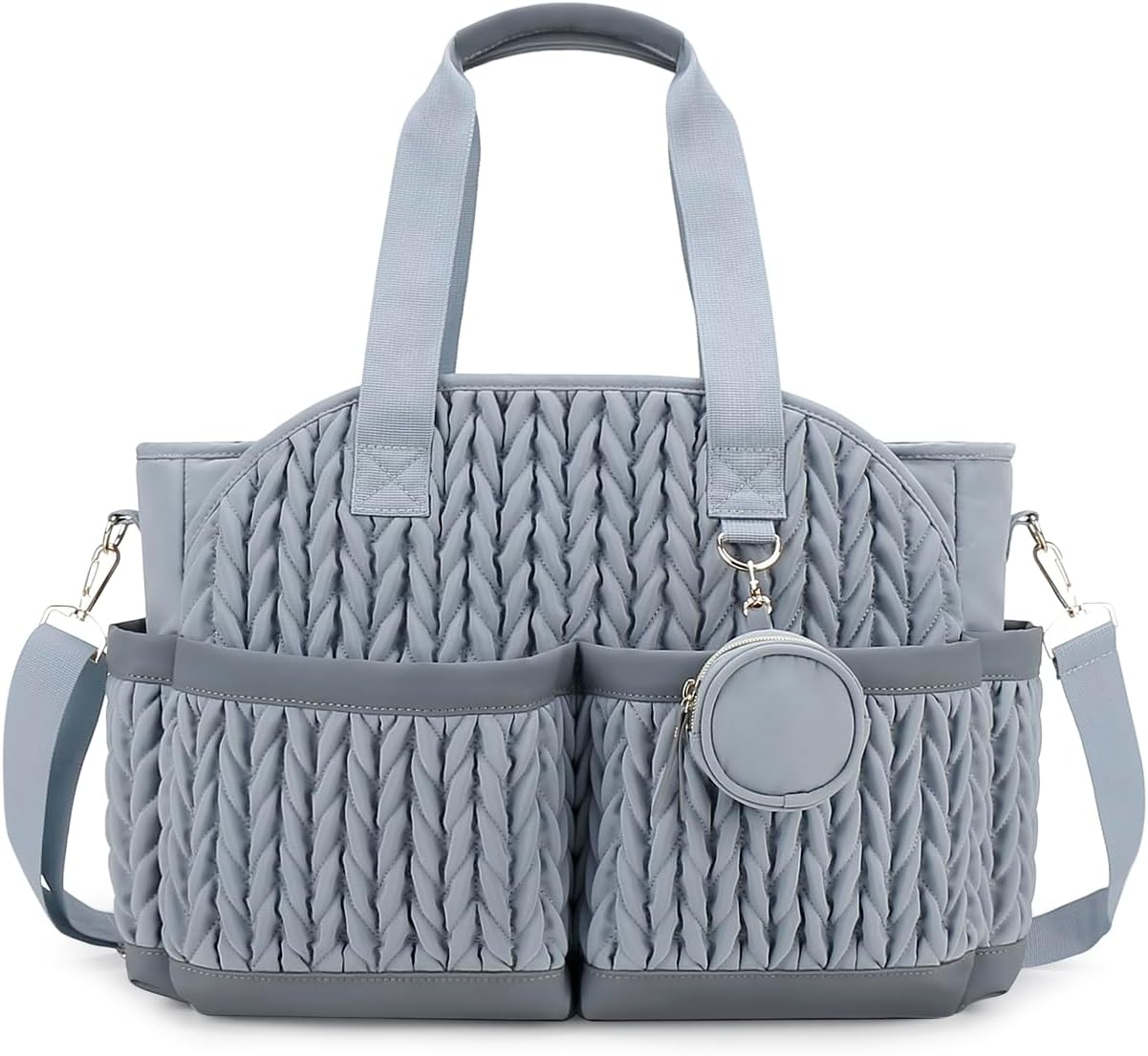 Lmbabter Diaper Tote Quilted Mommy Bag Function Maternity Baby Bag Diaper Changing Messenger with Shoulder Strap Wet Pocket