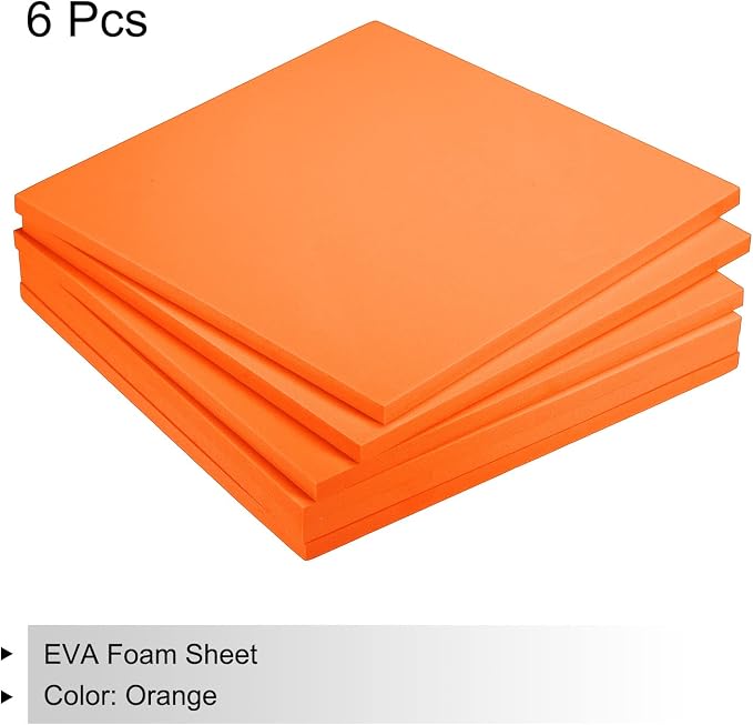 MECCANIXITY EVA Foam Sheets Orange 9.8 Inch x 9.8 Inch 7mm Thick Crafts Foam