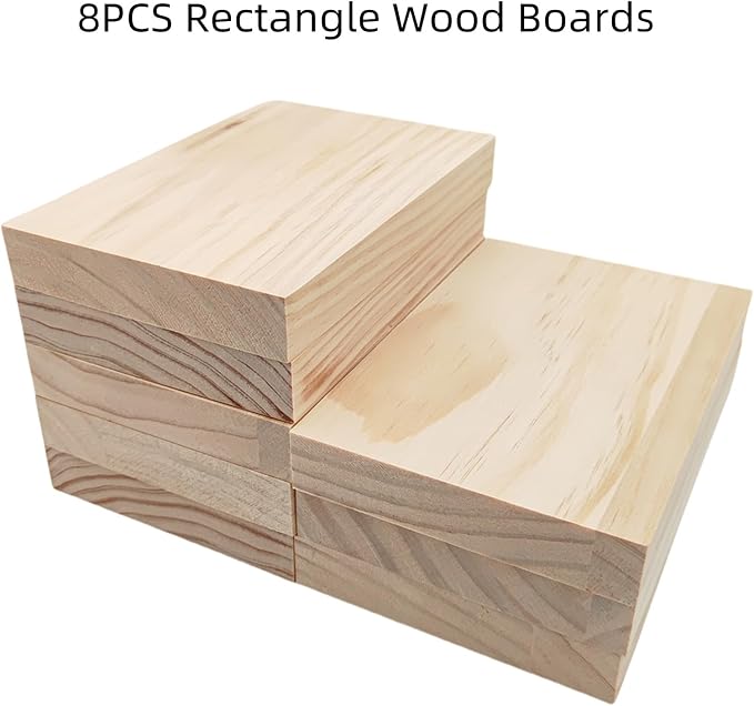 8PCS Rectangle Wood Boards Unfinished Wood Blocks
