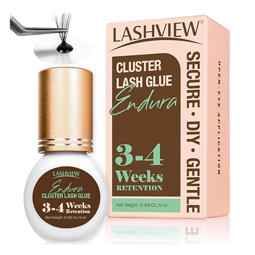 LASHVIEW Lash Cluster Glue Strong Hold, 3-4 Weeks Long-Lasting, Waterproof &