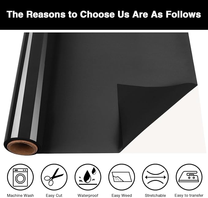 TORC Black Puff 3D HTV Vinyl Heat Transfer, Bags | Easy Cut & Weed | Compatible