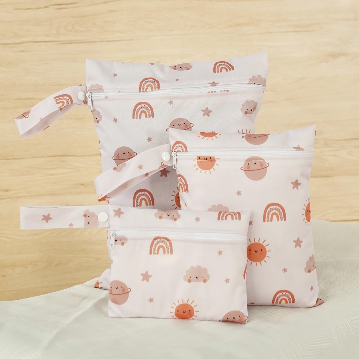 Happy Flute 3 Set Wet Bag Storage Bag Zipper Waterproof Washable Travel Bags, Beach, Pool, Gym Bag for Cloth Diaper, Swimsuits & Wet Clothes(EF612)
