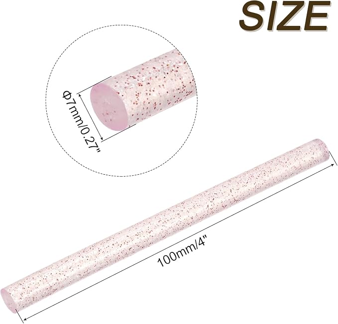 uxcell Mini Hot Glue Sticks for Glue Gun 7mm x 100mm Glitter Transparent Pink