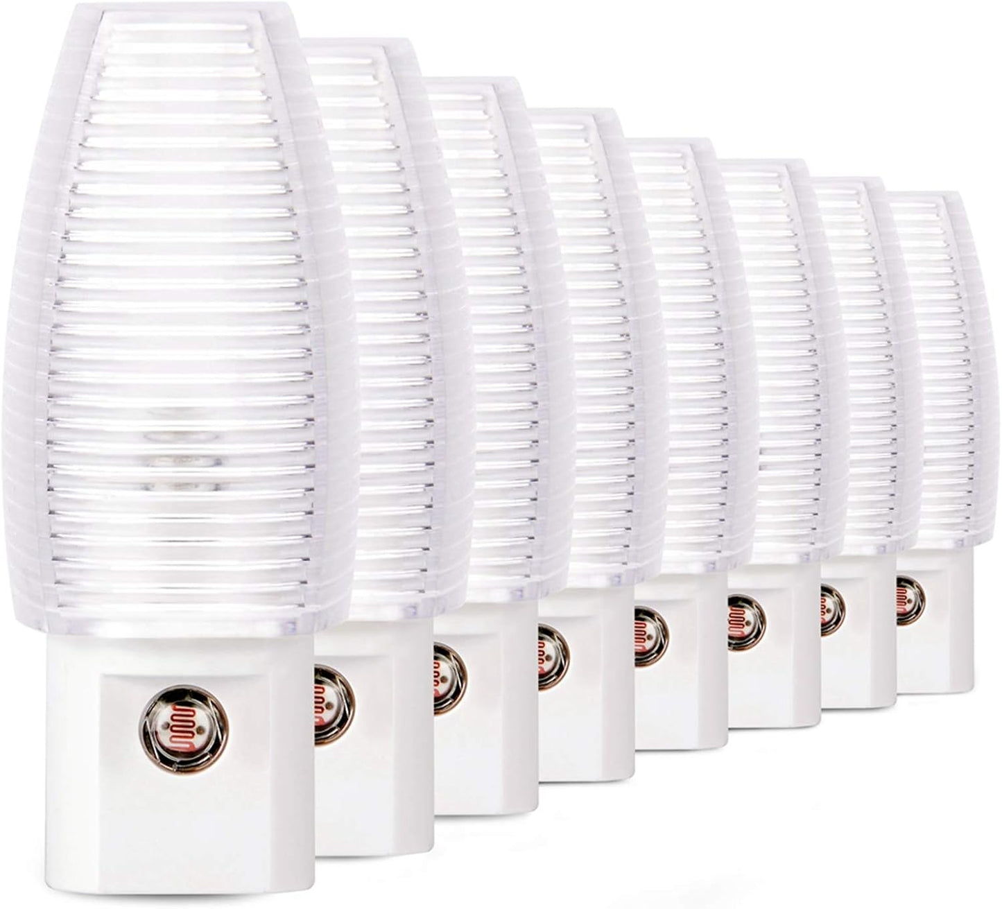 Emotionlite 8 Pack Plug in Night Light, Warm White LED Nightlight, Dusk to Dawn Sensor, Kids, Nursery, Bedroom, Bathroom,Hallway, Stairs, Kitchen