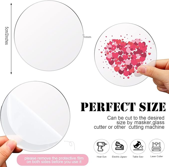 Jetec 30 Pcs 2 Inch Acrylic Circle Blanks Clear Disc Round Transparent Acrylic
