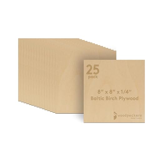 12 mm Baltic Birch Plywood 1/2 x 8 x 8 Inch, Box of 2 B/BB Grade Craft Wood