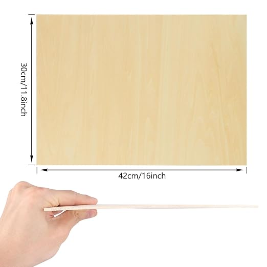 10Pcs 16 x 12 x 1/8 Inch Basswood Sheets, Unfinished Wood Boards, 3mm Basswood