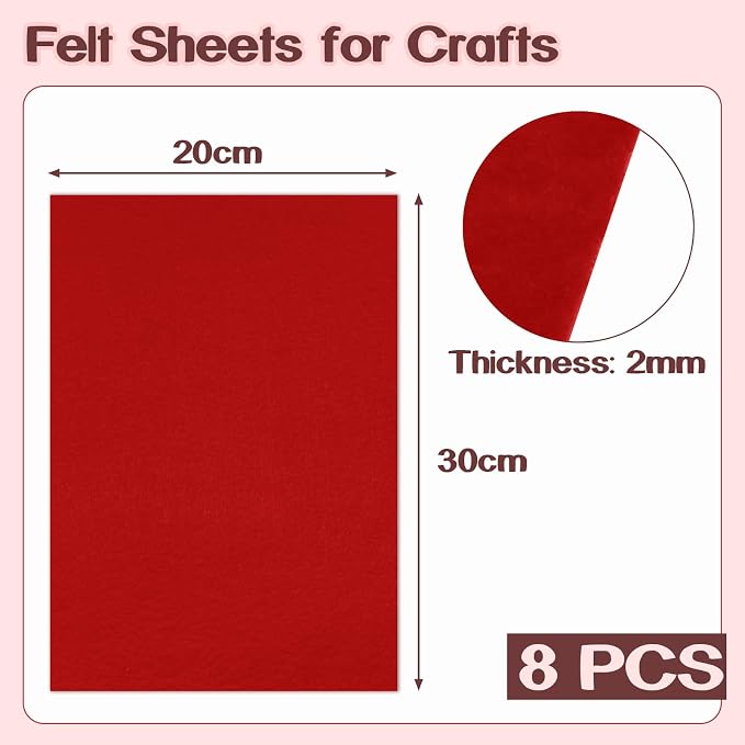 Luomorgo 8 Pcs 8 x 12 Inch Stiff Felt, 2mm Thick,