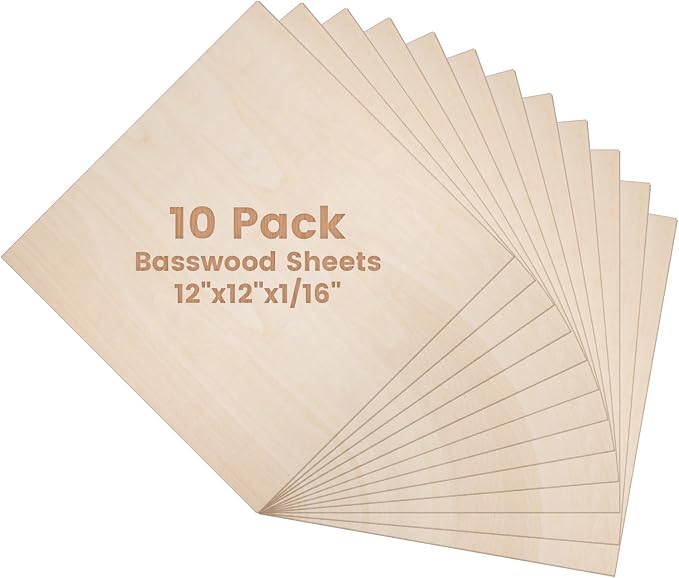 10Pack Basswood Sheets 1/16, 11.8"*11.8" 1.5mm Basswood