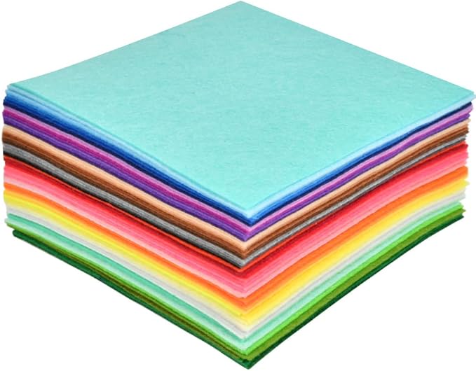 BUYGOO 60Pcs Stiff Felt Fabric Sheets, 12 x 12 inches Assorted Felt Sheets