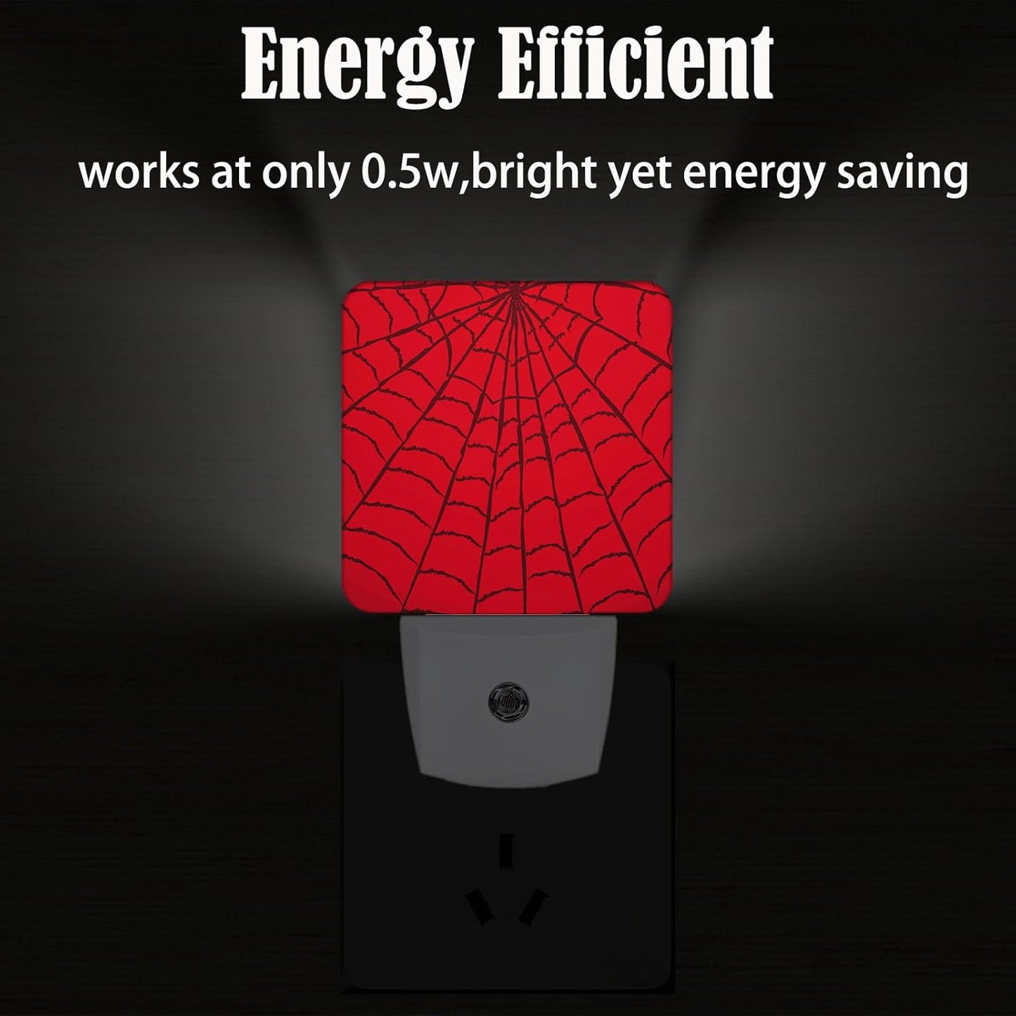 Red Spider Web Night Light,Plug Into Wall Decor for Stairway,Hallway,Kitchen,Dusk to Dawn Sensor Nightlights for Boys/Girls/Women/Men Room Gifts