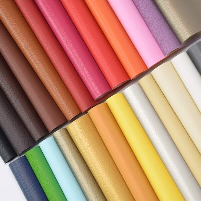 ZIIYAN 24 Pieces 8"x13.4" Colored Faux PU Leather Sheets Upholstery Crafts