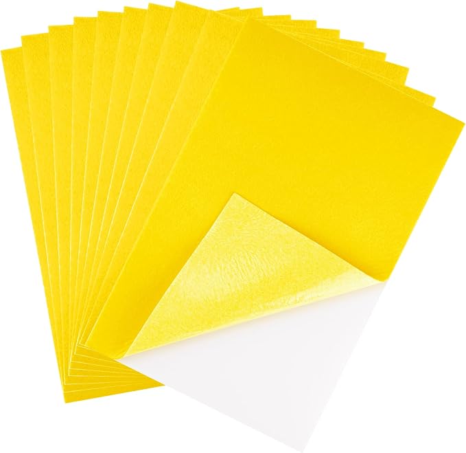CHRORINE 10 Pcs Yellow Felt Fabric Sheets Self Adhesive Felt Sheets 8 x 12