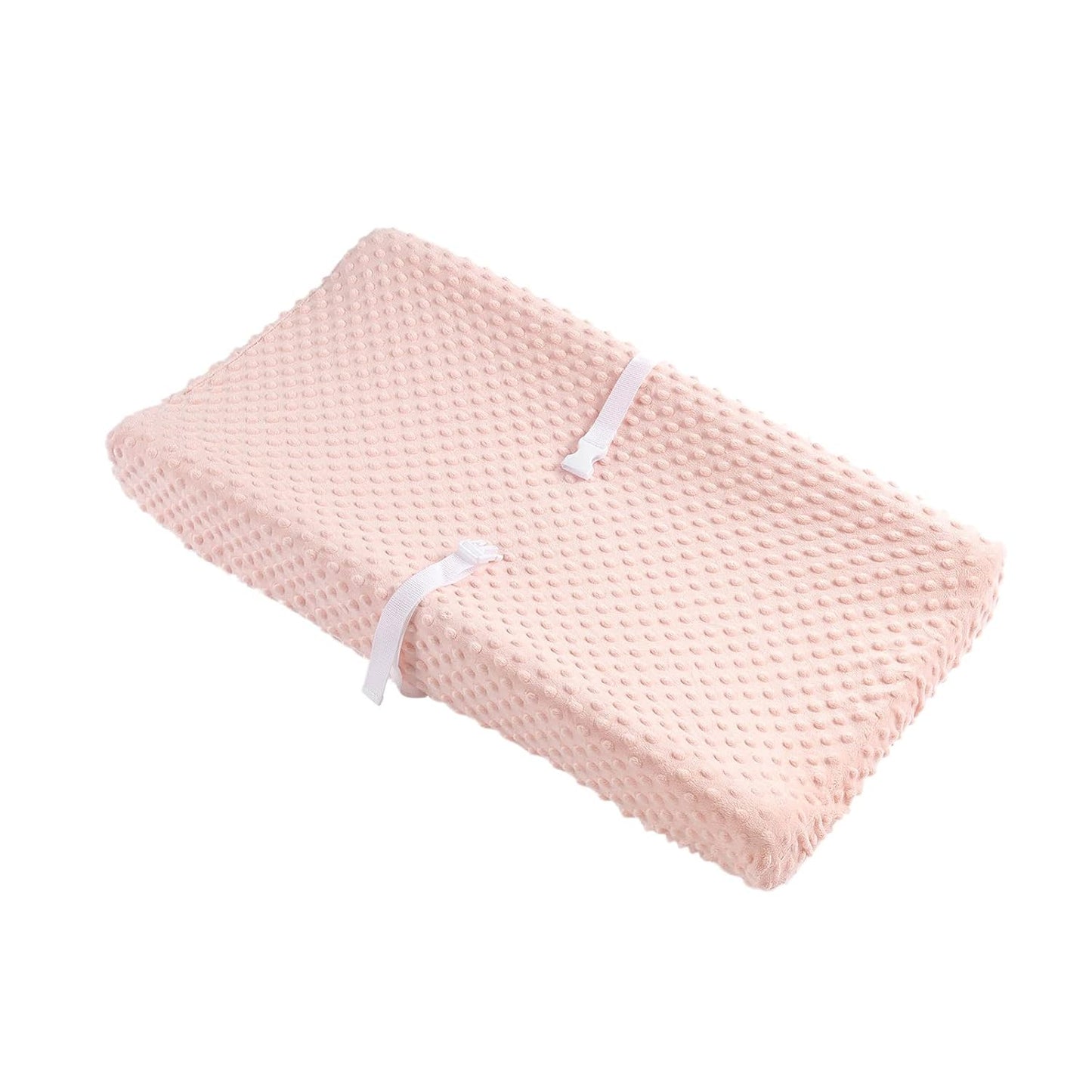 Solid Changing Table Pad Cover Cradle Sheet, Fits 32"/34''x16 Contoured Diaper Changing Pad, Ultra Soft Cozy Dots Plush Changing Table Covers, Breathable Wipeable Removable (Light Pink)