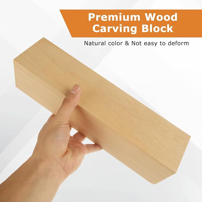 2 Pack 12 x 3 x 3 Inch Large Basswood Carving Blocks | Premium Unfinished