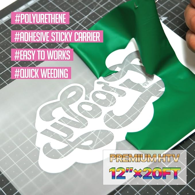 PU Heat Transfer Vinyl 12"×20ft Roll Green – HTV