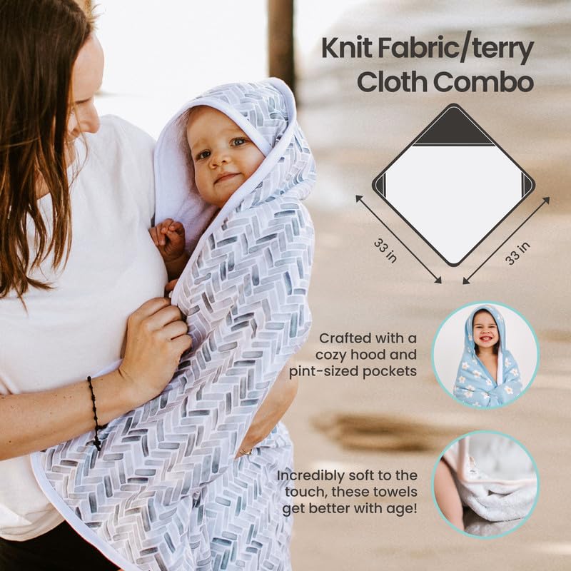 Copper Pearl Hooded Bath Towels Premium Knit/Terry Cloth Baby Towels with Hood, Pockets, and Cool Designs - Great to Gift and Make Bath Time Fun - Baby Bath Towel, Daisy