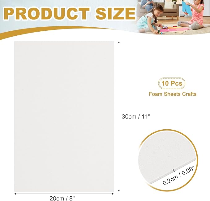 uxcell 10 Pcs White EVA A4 Foam Sheets Crafts, 12 x 8 Inch Foam Paper