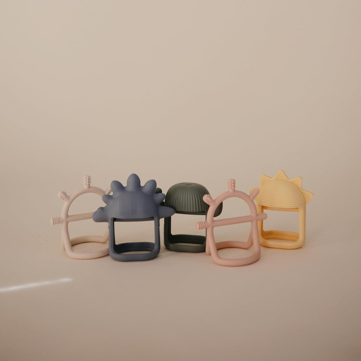 mushie Silicone Baby No-Drop Sensory Teether Toy (Blush)